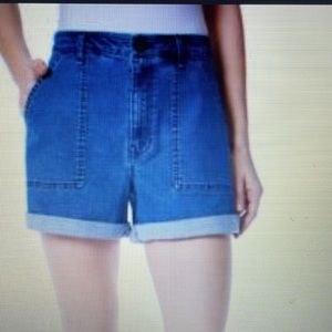 Frayed Jeans High Rise A-Line Relaxed Denim Shorts